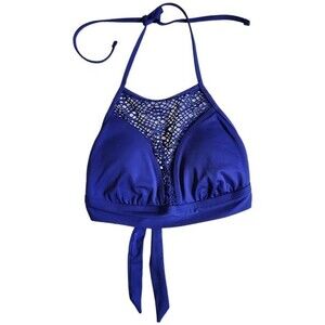 Mossimo royal blue halter bikini swim suit bathing suit top sz XS